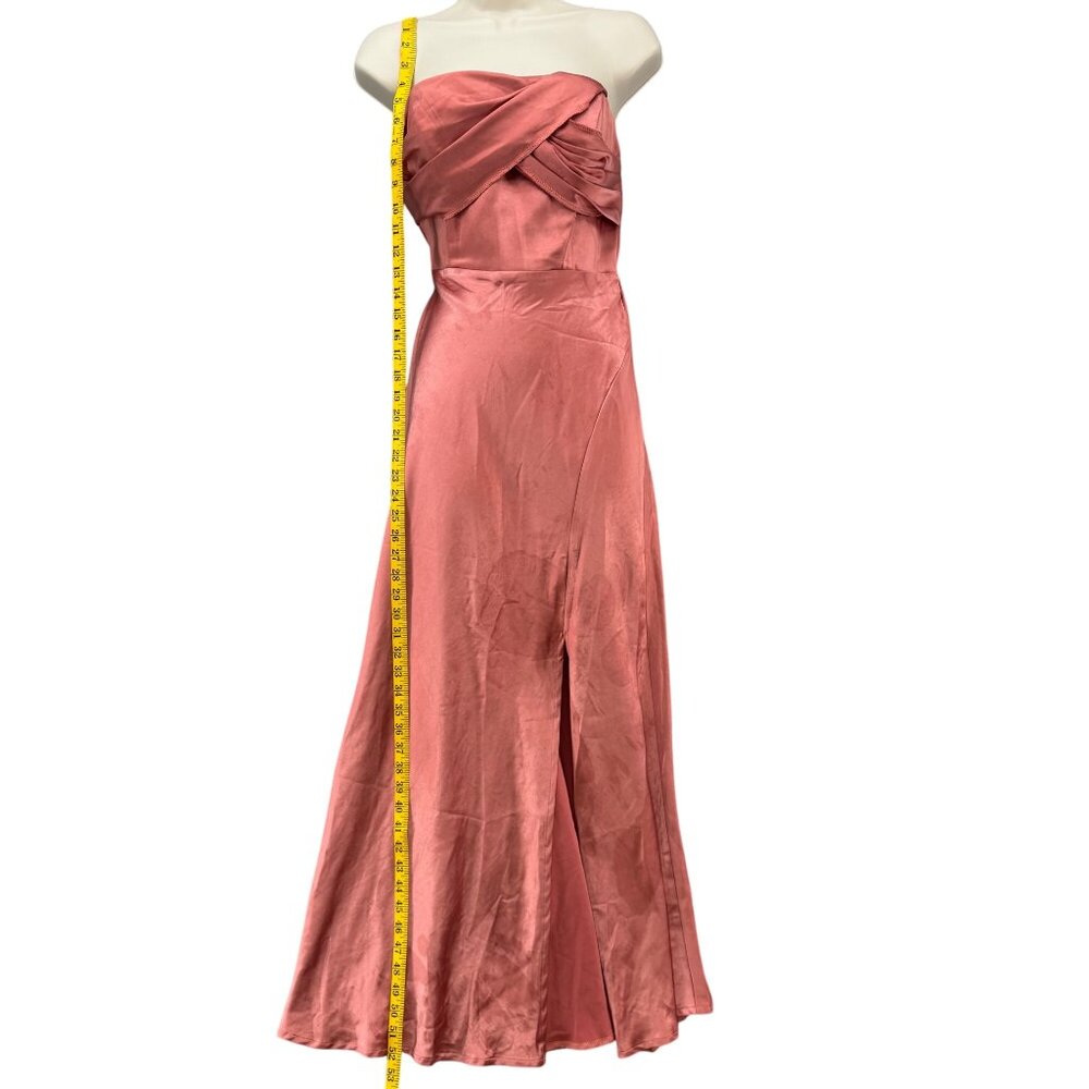 Here Comes The Sun Maxi Dress Gown Pink Satin Strapless Formal Size M - Picture 6 of 14